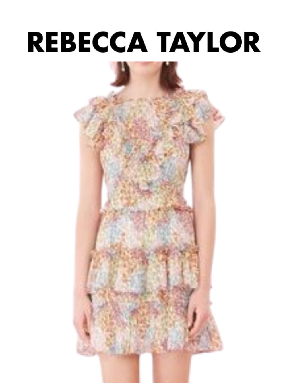 Rebecca Taylor Ava Floral Ruffle Mini Dress Size 4
